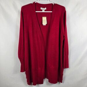 Christopher & Banks Women's Open Front Cardigan Sweater Size PXL Red Fine Gauge